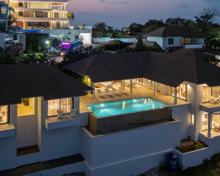 4 beds sea view villa choeng mon koh samui